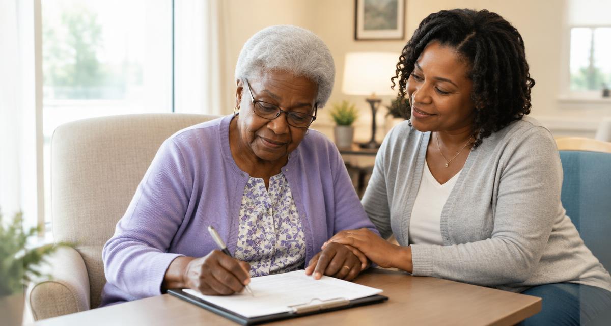 Notary meeting with a resident and family member at a nursing home